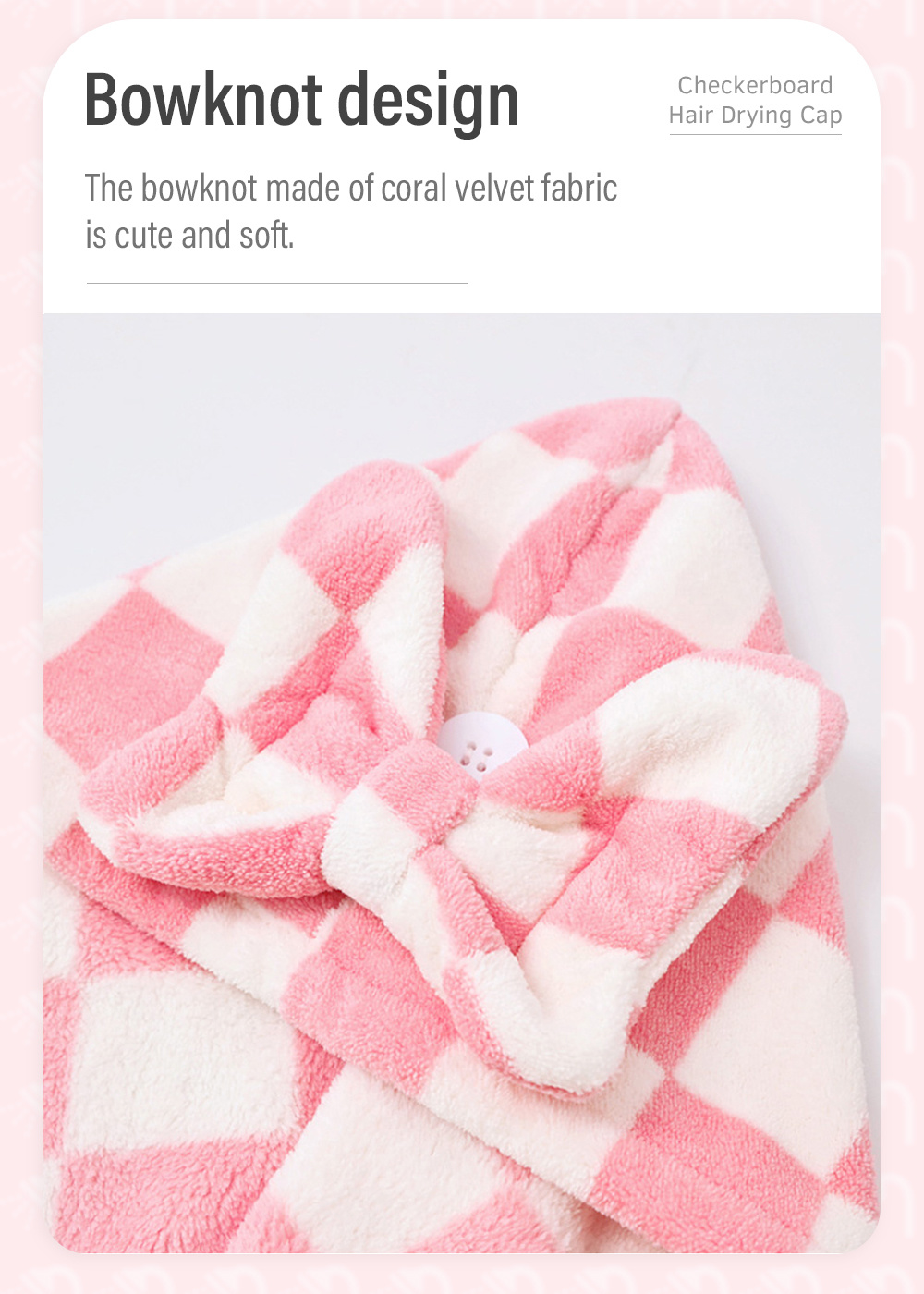 Big Plaid Bowknot Hair Drying Cap-4